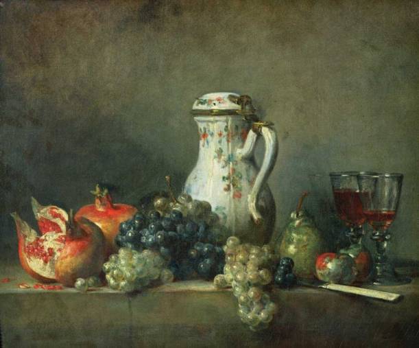 still-life-with-grapes-and-pomegranates-1763-by-jean-baptiste-simeon-chardin